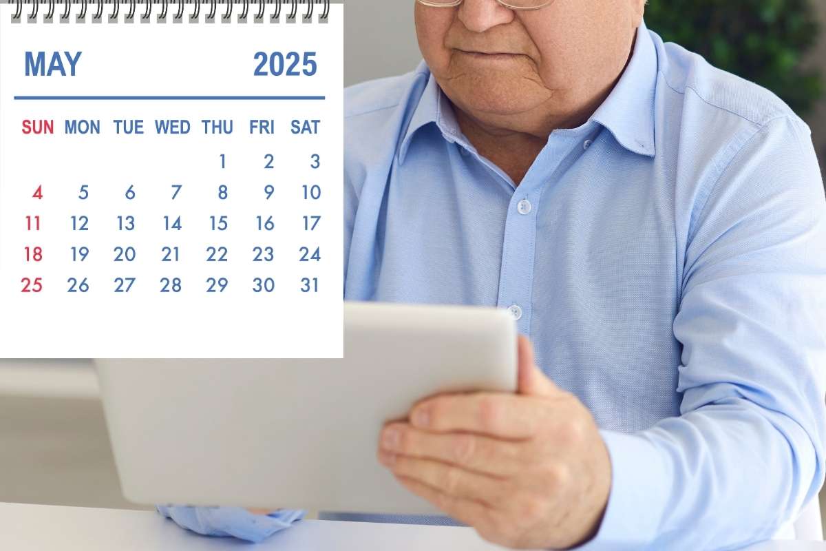 Pensionato consulta tablet calendario maggio