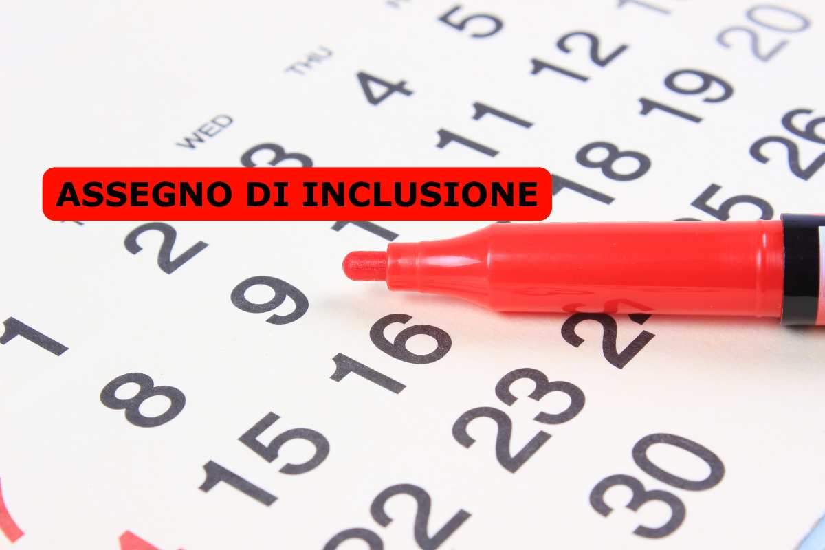 calendario penna, scritta assegno di inclusione