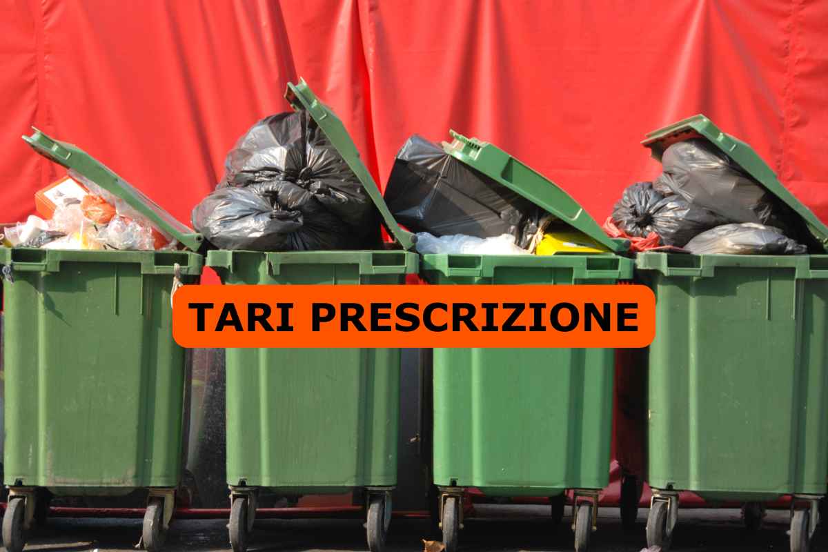 bidoni spazzatura, scritta tari prescrizione